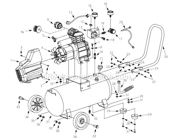 Page A Diagram and Parts List for HX4006 2005 Campbell Hausfeld Compressor